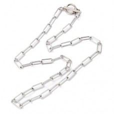 14x5.5mm 51cm Stainless Steel Paperclip Necklace Chain with Toggle Clasp