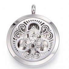 30mm (23mm ID) 316 Stainless Steel Essential Oil Diffuser Floating Locket - Triquetra Design (with 12 felt diffuser pads)