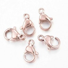12mm Rose Gold Plated 304 Stainless Steel Lobster Clasps
