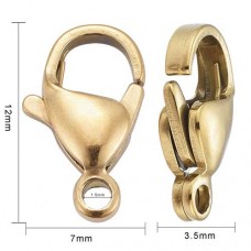 12mm Gold Plated 304 Stainless Steel Lobster Clasps