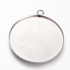 40mm ID Stainless Steel Pendant Cabochon Bezel Setting