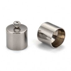 10mm ID 304 Bright Stainless Steel Cord End Caps - Pack of 2
