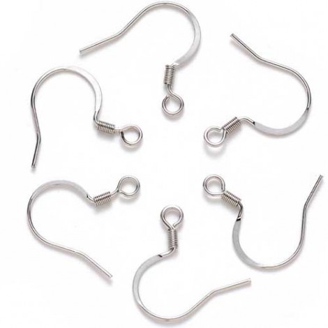 18mm 21ga 304 Unplated Stainless Steel Flattened French Earring Hooks - 10 Pair
