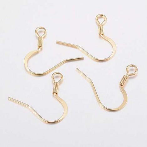 17mm 20ga 304 18K Gold Plated Stainless Steel Flattened French Earring Hooks - 10 Pair