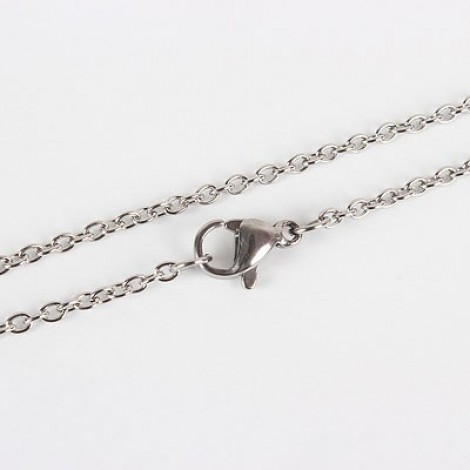 17in (43cm) 1.9mm 304 Stainless Cable Chain Steel Necklace
