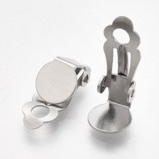 8mm Flat Pad Stainless Steel Clip-on Earrings