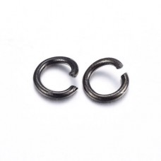 7mm OD 18ga Black Plated 304 Stainless Steel Round Open Jumprings - Pack of 50