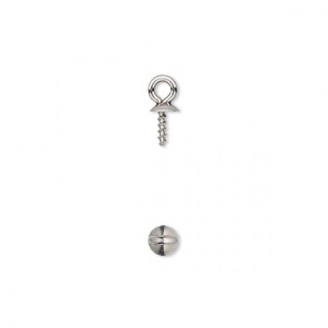 10x6mm Stainless Steel Screw Eye with 6mm cup and 5mm Twisted Peg - Fits 6-10mm Bead