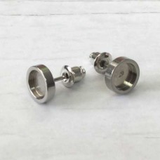 6mm ID 316 Stainless Steel Cab Setting Earring Stud Posts w-Bullet Clutches - Per pair