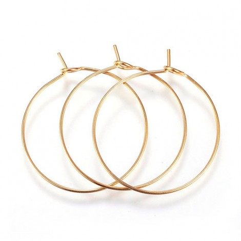 25mm 316L Gold Stainless Steel Earring Beading Hoops