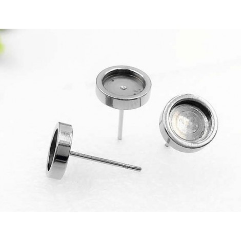 8mm ID 316 Stainless Steel Cab Setting Earring Stud Posts