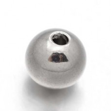 8mm 303 High Quality Stainless Steel Round Beads with 2mm hole - Pack of 10