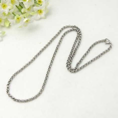 18" (45.7cm)  3mm 304 Stainless Steel Rolo Necklace Chain - Each