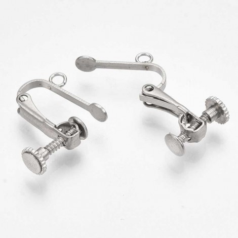 15mm 304 Stainless Steel Screw Back Clip-on Earrings with Loop 