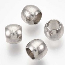6.3x5mm 304 Stainless Steel Round Beads w-4mm hole