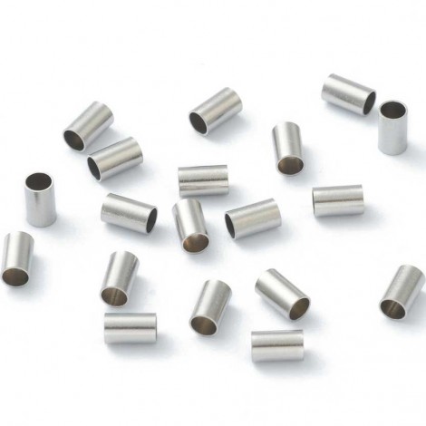 3x5mm (2.5mm ID) Stainless Steel Crimp Tube Beads - Pack of 20