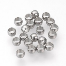 3x2mm (2mm ID) Stainless Steel Crimp or Spacer Beads