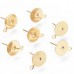 10mm 304 Gold Stainless Steel Flat Pad Earposts with Loop - Pack of 5 Pair