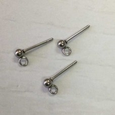 3mm 304 Stainless Steel Ball Posts with Closed Parallel Drop Loop - Pack of 2 Pair