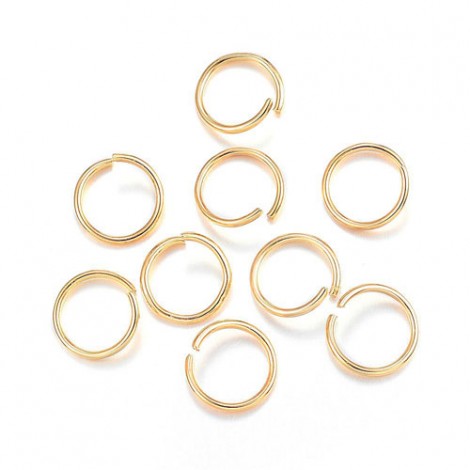 10mm OD (8mm ID) 18ga 18K Gold Plated 304 Stainless Steel Open Round Jumprings - Pack of 50