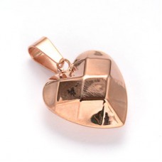 22x24mm Rose Gold Plated 304 Stainless Steel Faceted Heart Pendant