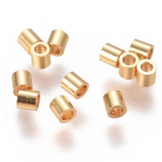 2x2mm (1mm ID) Gold Stainless Steel Crimp Tube Beads - Pack of 20