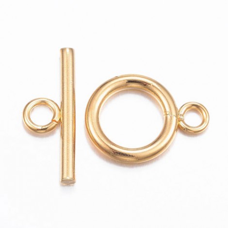 16mm 18K Gold Plated 304 Stainless Steel 2-Part Toggle Clasps - 2 sets