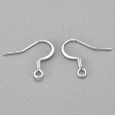 17mm 20ga 304 Silver Plated Stainless Steel Flattened French Earring Hooks - 10 Pair