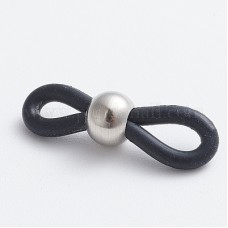 20x6mm Black Latex Free Rubber Eyeglass Holders with 302 Stainless Steel Bead - Pack of 4 pair