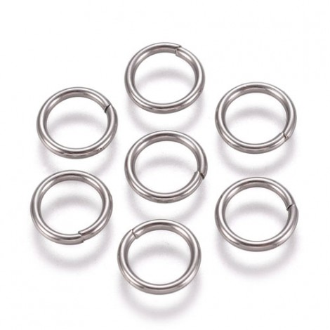 7mm OD (5.5mm ID) 18ga 304 Stainless Steel Soldered Closed Jumprings - Pack of 50