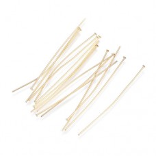 2in (50mm) 21ga 18K Gold Plated 304 Stainless Steel Headpins - Pack of 50 