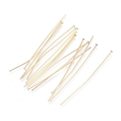 2in (50mm) 21ga 18K Gold Plated 304 Stainless Steel Headpins - Pack of 50 