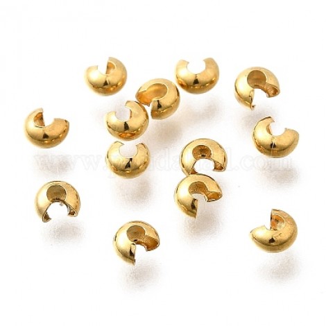 4x3.5mm Gold Colour 304 Stainless Steel Crimp Covers - Pack of 50