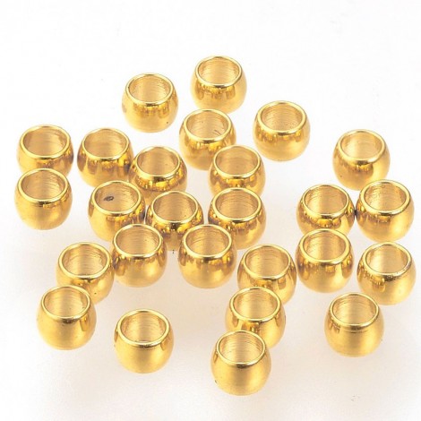 3x2mm 24K Gold Plated 304 Stainless Steel Rondelle Beads w-1.8mm hole - Pack of 50