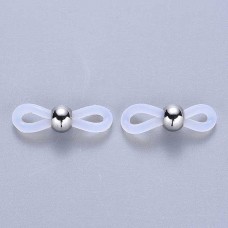 20-22x6mm Clear Latex Free Clear Silicone Eyeglass Holders with 304 Stainless Steel Bead - Pack of 4 pair