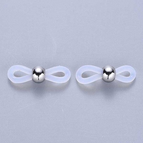 20-22x6mm Clear Latex Free Clear Silicone Eyeglass Holders with 304 Stainless Steel Bead - Pack of 4 pair