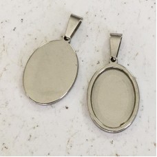13x18mm ID Stainless Steel Oval Cabochon Pendant Setting with Bail