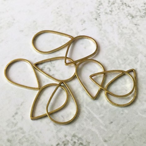 16x11mm Raw Brass Teardrop Connectors - Pack of 10