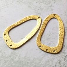 44x25mm Hammered Raw Brass Teardrop Ring Pendant-Drop w-4 holes