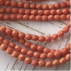 4mm Czech Firepolish Beads - Pacifica Strawberry - Pack of 50