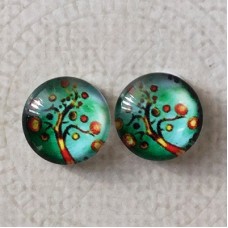 12mm Art Glass Backed Cabochons - Tree of Life Series 3