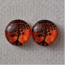 12mm Art Glass Backed Cabochons - Tree of Life Series 4 - Per Pair