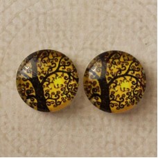 12mm Art Glass Backed Cabochons - Tree of Life Series 7 - Per Pair