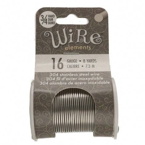 16ga Beadsmith Tarnish Resistant 304 Stainless Steel 3/4 Hard Wire - 8yd (7.3m) 16ga Beadsmith Tarnish Resistant 304 Stainless Steel 3/4 Hard Wire - 8yd (7.3m)