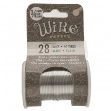 28ga Beadsmith Tarnish Resistant 304 Stainless Steel 3/4 Hard Wire - 40yd (36.5m)