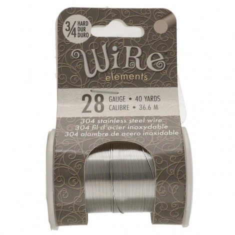 28ga Beadsmith Tarnish Resistant 304 Stainless Steel 3/4 Hard Wire - 40yd (36.5m)