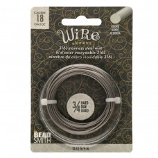 18ga 316L Beadsmith Wire Elements Stainless Steel Dead Soft Wire - 4 metre coil