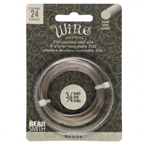 24ga (0.5mm) 316L Beadsmith Wire Elements Stainless Steel Dead Soft Wire - 12 metre coil 24ga (0.5mm) 316L Beadsmith Wire Elements Stainless Steel Dead Soft Wire - 12 metre coil