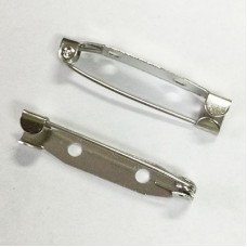 30mm (1.25in) Silver Plated Iron Non-Locking Brooch Pin Back