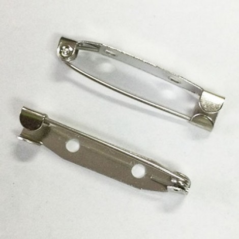 30mm (1.25in) Silver Plated Iron Non-Locking Brooch Pin Back - Pack of 10